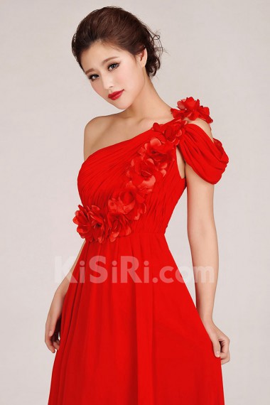 Chiffon  Floor Length Column Dress with Flowers