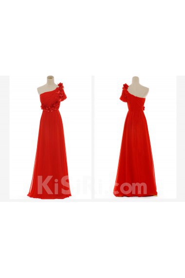 Chiffon  Floor Length Column Dress with Flowers