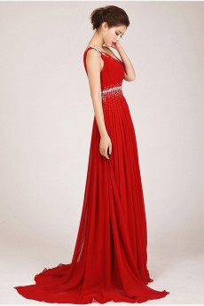 Chiffon  Sweep Train Column Dress with Crystals