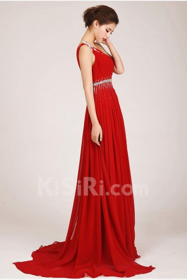 Chiffon  Sweep Train Column Dress with Crystals