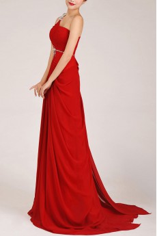 Chiffon  Sweep Train Column Dress with Crystals