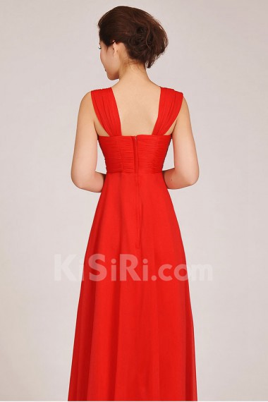 Chiffon Straps Floor Length A-Line Dress with Crystals