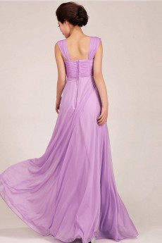 Chiffon Straps Floor Length A-Line Dress with Crystals