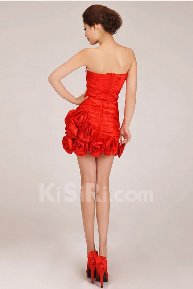 Satin Sweetheart Short Sheath Dress with Flowers