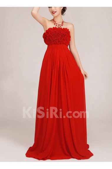 Chiffon Strapless Floor Length Column Dress