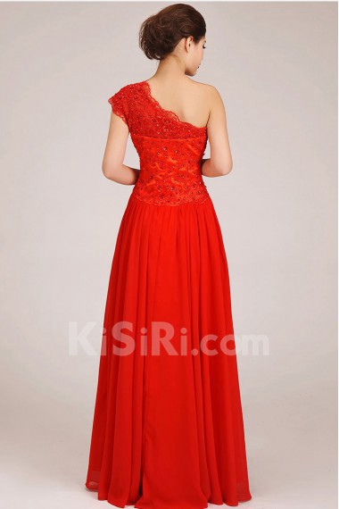 Chiffon  Floor Length A-Line Dress with Crystals