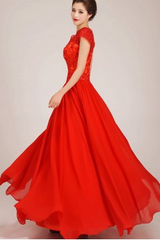 Chiffon  Floor Length A-Line Dress with Crystals