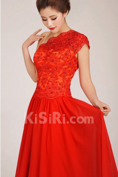 Chiffon  Floor Length A-Line Dress with Crystals