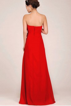 Chiffon Strapless Floor Length A-Line Dress with Embroidered