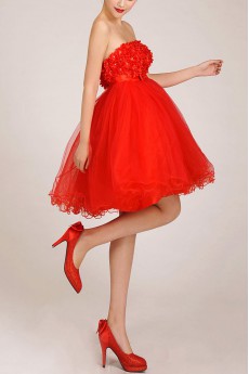 Organza Strapless Short Ball Gown with Crystals