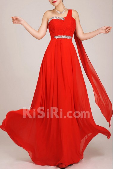 Chiffon  Floor Length Column Dress with Crystals