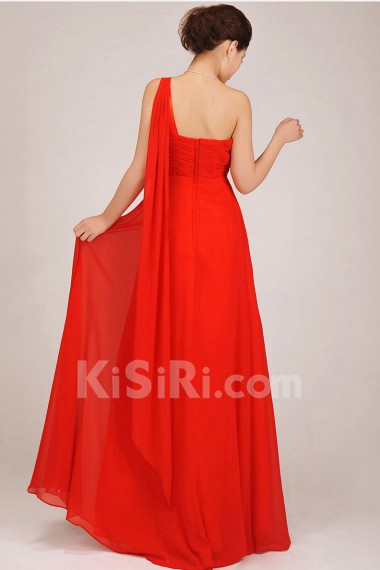 Chiffon  Floor Length Column Dress with Crystals