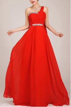 Chiffon  Floor Length Column Dress with Crystals