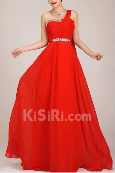 Chiffon  Floor Length Column Dress with Crystals