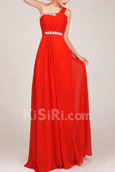 Chiffon  Floor Length Column Dress with Crystals