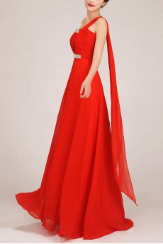 Chiffon  Floor Length Column Dress with Crystals