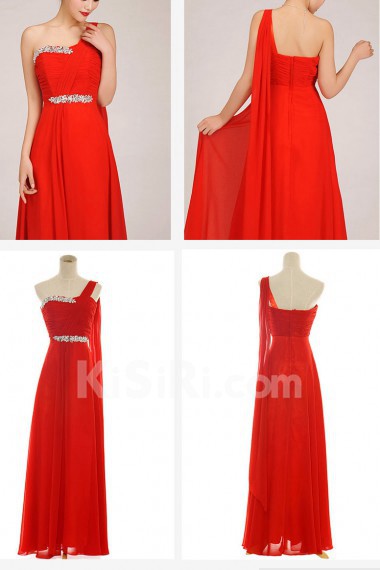 Chiffon  Floor Length Column Dress with Crystals