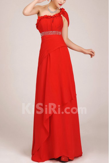 Chiffon  Floor Length A-Line Dress with Sequins