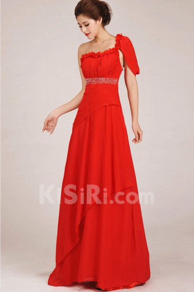 Chiffon  Floor Length A-Line Dress with Sequins