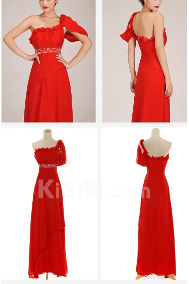 Chiffon  Floor Length A-Line Dress with Sequins