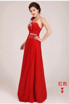 Chiffon  Floor Length A-Line Dress with Flowers