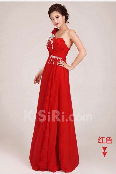 Chiffon  Floor Length A-Line Dress with Flowers