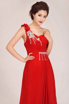 Chiffon  Floor Length A-Line Dress with Flowers