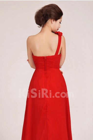 Chiffon  Floor Length A-Line Dress with Flowers