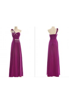 Chiffon  Floor Length A-Line Dress with Flowers