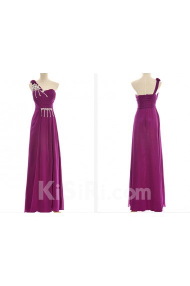 Chiffon  Floor Length A-Line Dress with Flowers