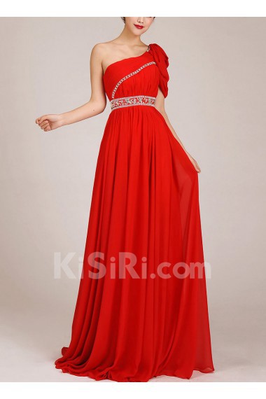 Chiffon  Floor Length A-Line Dress with Crystals