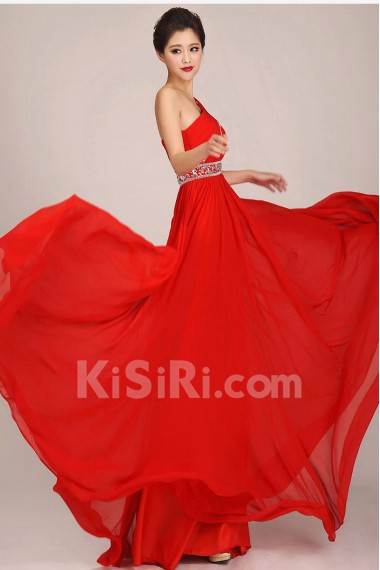 Chiffon  Floor Length A-Line Dress with Crystals