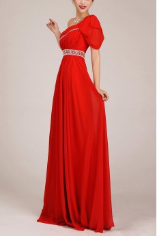 Chiffon  Floor Length A-Line Dress with Crystals