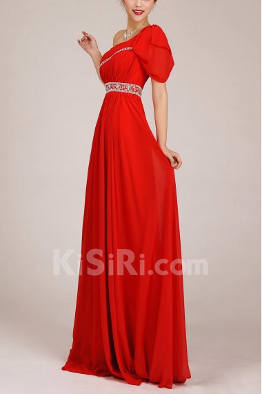 Chiffon  Floor Length A-Line Dress with Crystals