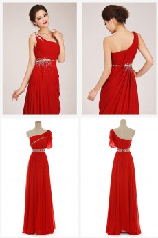 Chiffon  Floor Length A-Line Dress with Crystals