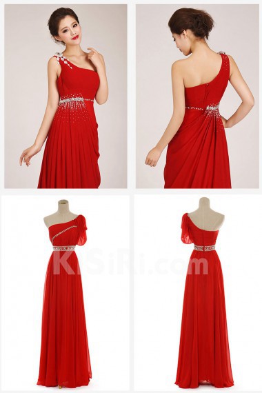 Chiffon  Floor Length A-Line Dress with Crystals