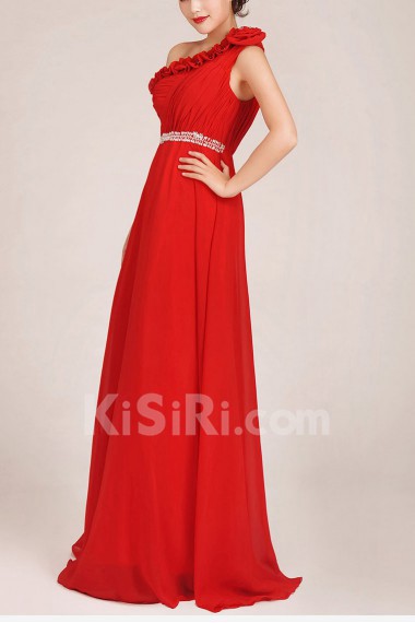 Chiffon  Floor Length A-Line Dress with Sequins