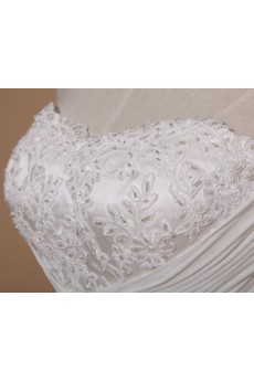 Net and Satin Strapless Ball Gown with Beading