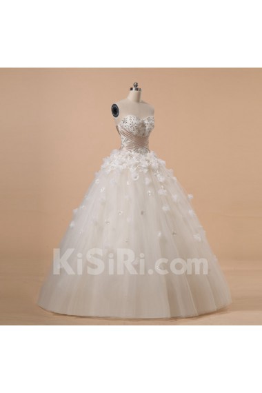 Net and Satin Strapless Ball Gown with Crystal