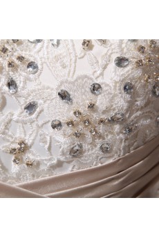 Net and Satin Strapless Ball Gown with Crystal