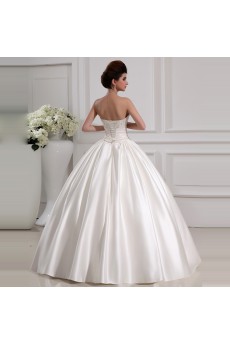 Satin Strapless Floor Length Ball Gown with Crystal