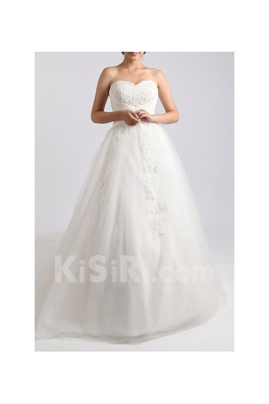 Organza Strapless Ball Gown with Crystal