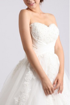 Organza Strapless Ball Gown with Crystal