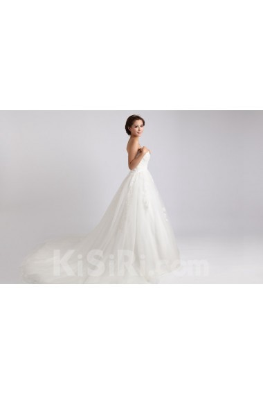 Organza Strapless Ball Gown with Crystal