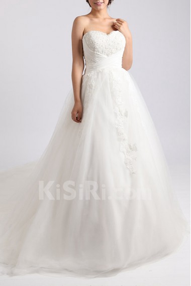 Organza Strapless Ball Gown with Crystal