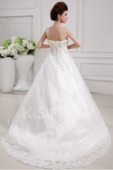 Satin Strapless Ball Gown with Sequins