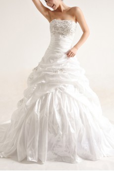 Taffeta Strapless Ball Gown with Sequins