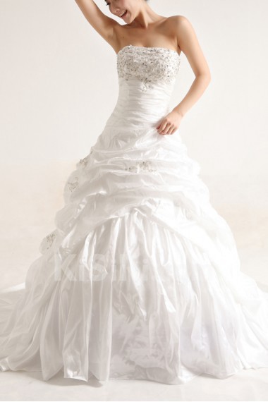 Taffeta Strapless Ball Gown with Sequins