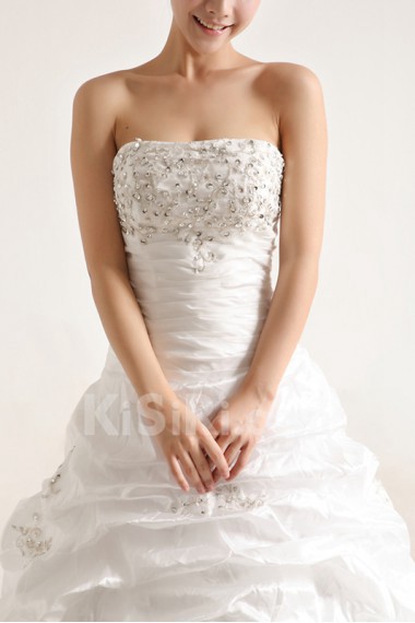 Taffeta Strapless Ball Gown with Sequins