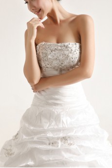 Taffeta Strapless Ball Gown with Sequins